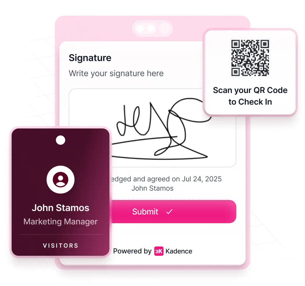 Kadence visitor management: Kiosks That Remove Front-Desk Bottlenecks