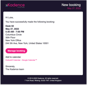 Kadence add booking to google or outlook calendars