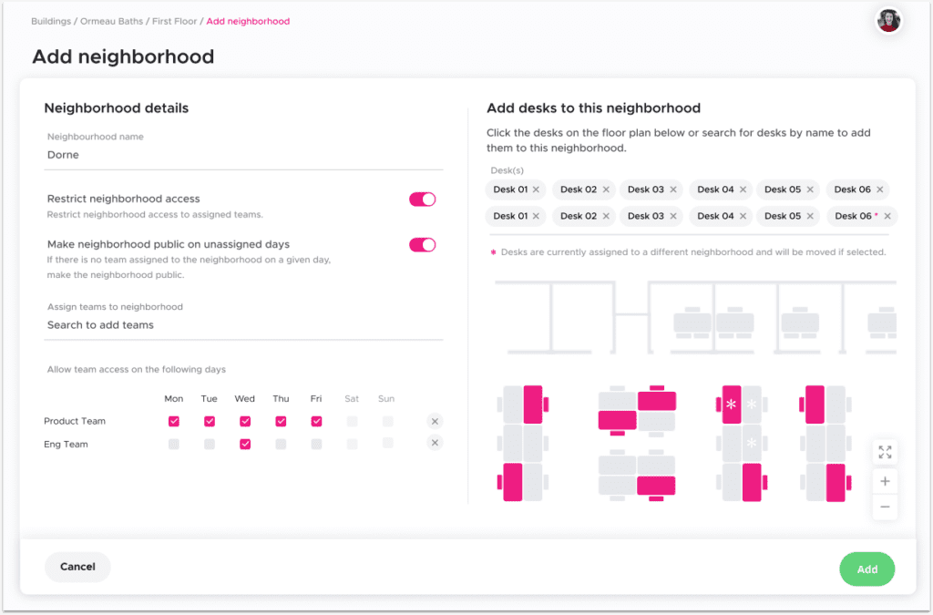 An illustration of the Kadence Office Neighborhoods setup dashboard