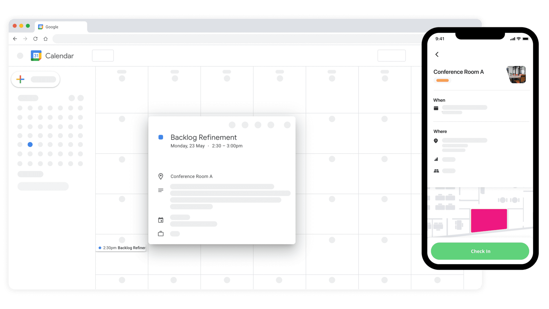Fully integrated with Google Calendar | Room Booking | Kadence
