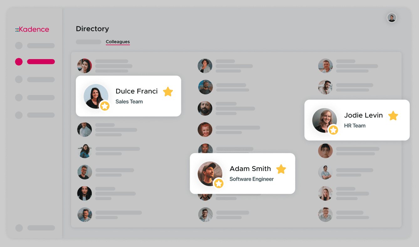 The Kadence employee directory helps finding teammates