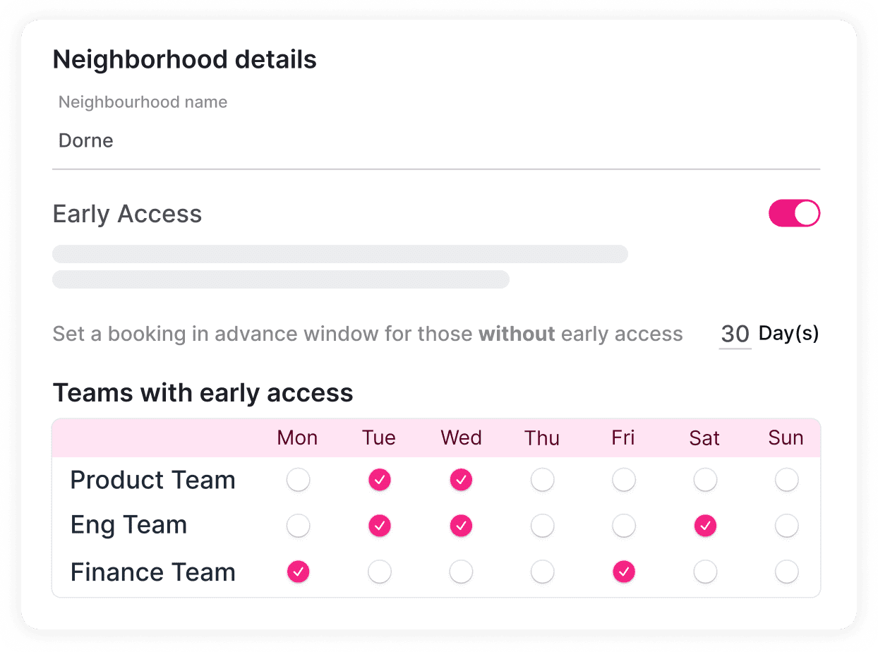 Teams with early access priority desk booking