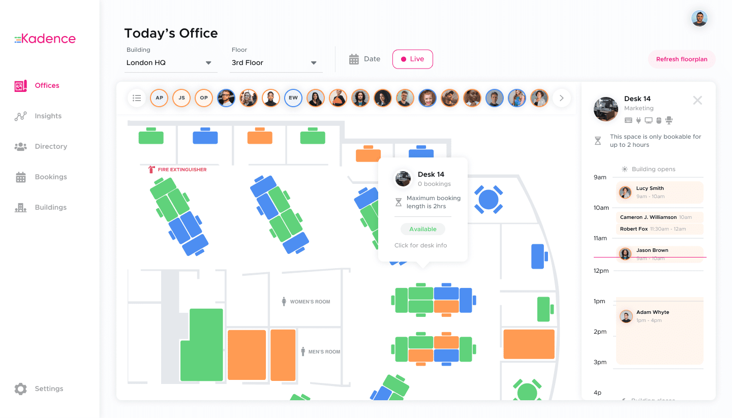 Kadence's interactive office floor map