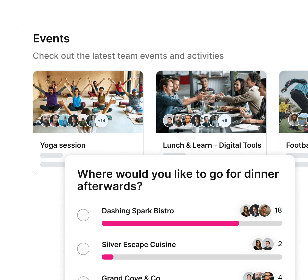 An event poll for restaurant options