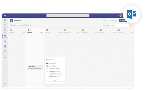 Outlook Calendar interface