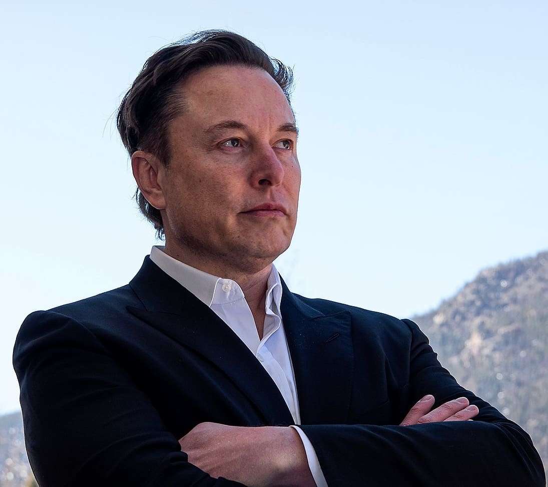 Image of Elon Musk, crossing his arms, looking into the distance