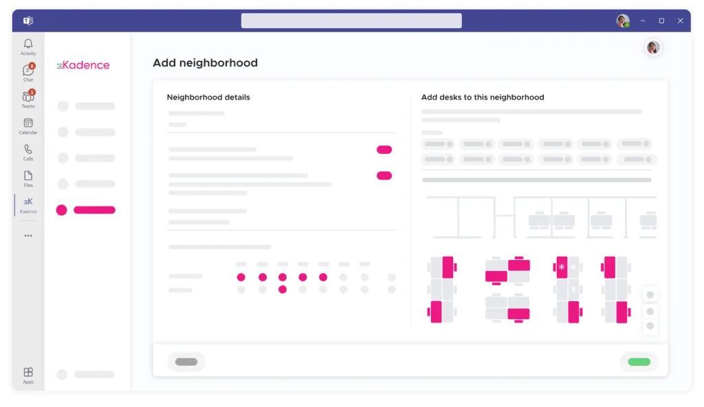 Illustration of office neighborhoods set up in MS Teams