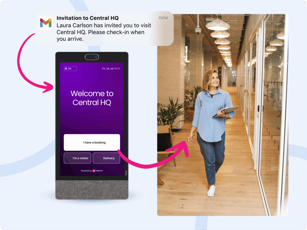 A stylised design of a guest booking notification from google and Neat software.