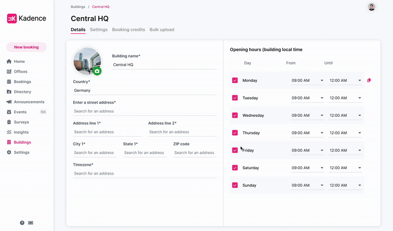 Bulk Uploading existing spaces template in Kadence.
