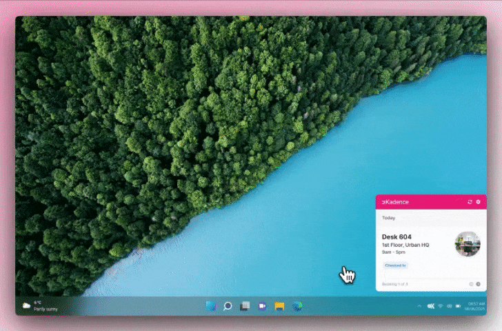 A stylized GIF of the Kadence Agent Desktop App.